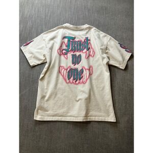 Rebel Minds Trust No One Graphic T-Shirt Cream Teal Pink Boys Large 14/16